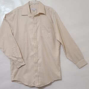 Joseph & Feiss Men's Cream Long Sleeve No Iron Dress Shirt - Size‎ 17 36-37 Tall
